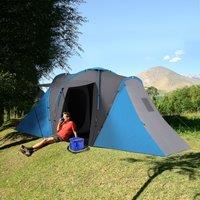 OUTSUNNY 4 Man Camping Tent with 2 Bedroom & Living Area in Blue
