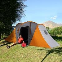 OUTSUNNY 4 Man Camping Tent with 2 Bedroom & Living Area in Orange