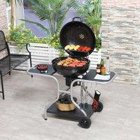 OUTSUNNY Garden Charcoal Barbecue Grill Trolley BBQ Patio Heating with Wheels in Black