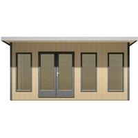 Shires Cali 16x8 Feet Pent 1 Garden Office - OSB/MDF - L334xW509.4xH246.1 cm in Light Brown
