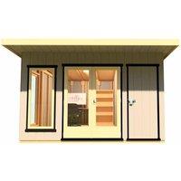 Shires Cali 12x12 ft Pent & Storage Garden Office - L456xW402xH246.1 cm in Light Brown