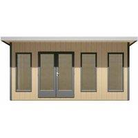 Shires Cali 16x8 ft Pent & Storage Garden Office - L334xW509.4xH246.1 cm in Light Brown
