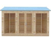 Shires Mayfield 12 x 8 Summerhouse - Wood - L239 x W357 x H2229 cm in Light Brown