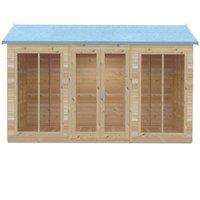 Shires Mayfield 12 x 6 Summerhouse - Wood - L179 x W357 x H240.9 cm in Light Brown