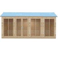 Shires Mayfield 16 x 6 Summerhouse - Wood - L179 x W476 x H240.9 cm in Light Brown