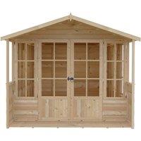 Shires Delmora 8x14 Shiplap Summerhouse with Veranda - L4186xW2456xH2174 mm in Light Brown