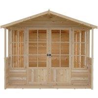 Shires Delmora 8x18 Shiplap Summerhouse with Veranda - L5380xW2456xH2174 mm in Light Brown