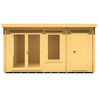 Shires Elm 10 x 14 Feet Log Cabin in 19 mm Logs - L419 x W299 x H225 cm in Light Brown