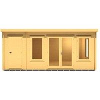 Shires Elm 10 x 17 Feet Log Cabin in 19 mm Logs - L509 x W299 x H225 cm in Light Brown
