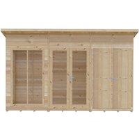 Shires Lela 12x4 Summerhouse including Storage - L125.8 x W357 x H229.9 cm in Light Brown