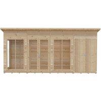 Shires Lela 16x4 Summerhouse including Storage - L125.8 x W476 x H229.9 cm in Light Brown