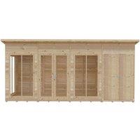 Shires Lela 16x6 Summerhouse including Storage - L185.8 x W476 x H228.4 cm in Light Brown