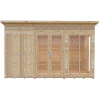 Shires Lela 12 x 8 Summerhouse including Storage - L244.8 x W357 x H227.5 cm in Light Brown