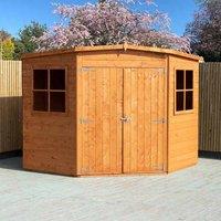 Shires Corner Shed Double Doors Tongue & Groove Garden Shed 8x8 ft in Brown
