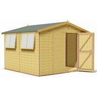 Shires Workspace DD Tongue & Groove Garden Shed Workshop Approx 10x10 Feet in Brown