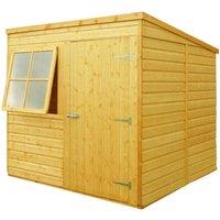 Shires Pent Single Door Tongue & Groove Garden Shed Workshop Approx 7x7 ft in Brown