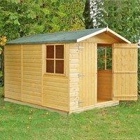 Shires Guernsey Double Doors Tongue & Groove Garden Shed Workshop 7x10 ft in Tan