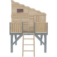 Shires Command Post + Platform Playhouse Kid's Wendy House in Brown