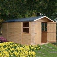 Shires Jersey Double Doors Tongue & Groove Garden Shed Workshop 7x13 ft in Brown
