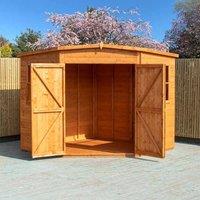 Shires Corner Shed Double Doors Tongue & Groove Garden Shed 7x7 ft in Brown
