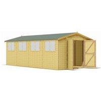 Shires Workspace DD Tongue & Groove Garden Shed Workshop Approx 10x20 Feet in Light Brown