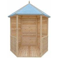 Shires Gazebo Arbour Dip Treated Garden Arch Seat Approx 6 x 7 Feet in Light Brown