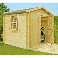 Shires Bradley Log Cabin Home Office Garden Room Approx 9 x 9 Feet in Light Brown