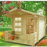 Shires Maulden with veranda Log Cabin Home Office Garden Room Approx 8x8 ft in Light Tan