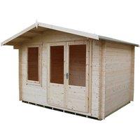 Shires Berryfield Log Cabin Home Office Garden Room Approx 11 x 10 Feet in Brown