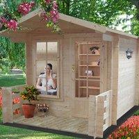 Shires Maulden 19 mm Log Cabin 9 x 9 Feet + Verandah in Brown
