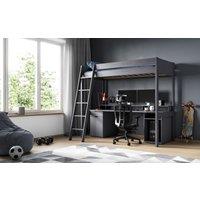Noomi Tera Solid Wood Gaming High Sleeper Bed in Grey | Size: EU Single