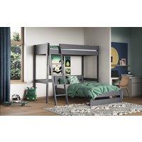 Noomi Tera Solid Wood High Sleeper with Small Double Bed in Grey | Size: EU Single