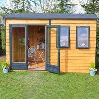 Shires Shire 12x12 ft Double Door with Two Opening Windows Garden Summerhouse in Brown