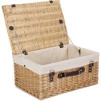 Red Hamper Wicker 51cm Buff Picnic Basket with Cotton Lining in White