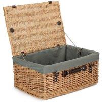 Red Hamper Wicker 51cm Buff Picnic Basket with Cotton Lining in Grey