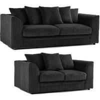SOFA SCENE LTD CHICAGO JUMBO CORD 3+2 SOFA SET SUITE BLACK