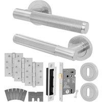 AFIT Satin Fire Door Handle Key Lock Set Satin Nickel Internal Lock Hinges in Silver | Size: 150mm x 150mm