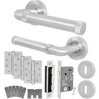 AFIT Satin Fire Door Handle Key Lock Set Satin Nickel Internal Lock Hinges in Silver | Size: 150mm x 150mm