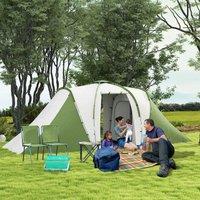 OUTSUNNY 4 Man Camping Tent with 2 Bedroom & Living Area in Green