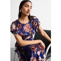 Warehouse Women's Devore Ruffle Sleeve Maxi Dress | Size: 8