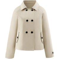 MODISHION Women's Casual Short Double-Breasted Jacket in Light Beige | Size: Medium