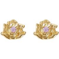 Harfi Women's Alexandrite June Birthstone Rose Birthflower Gold Plated Stud Earrings