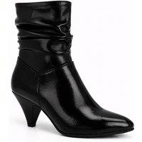 Spot On Women's Mid Heel Ankle Boots with Soft Ruched Upper in Black | Size: 5