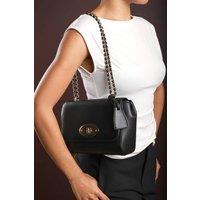 Where's That From Women's 'Noir' Cross Body Chain Strap with lock fasten Bag in Black