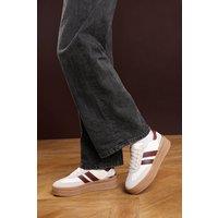 Where's That From Women's 'Brisa' Platform Lace Up Trainers with Side Stripes in Light Grey | Size: 9