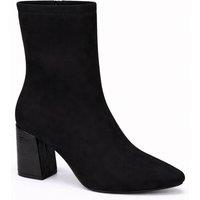 Spot On Women's Block Heel Ankle Boot with Almond Toe in Black | Size: 7