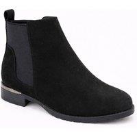 Spot On Women's Wide Fit Low Heel Ankle Boot with Elastic Gusset in Black | Size: 8