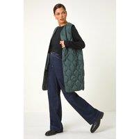 Roman Women's Quilted Collarless Buttoned Gilet in Bottle Green | Size: 12