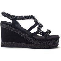 Moda In Pelle Women's 'Naap' Metallic Leather Wedges in Black | Size: 4