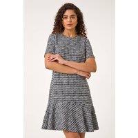 Roman Women's Textured Frill Hem Stretch Dress in Black | Size: 18